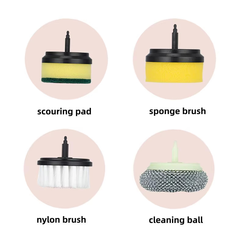 Multifunctional Electric Spin Scrubber Rechargeable with 6 Replaceable Cleaning Brush Heads or Bathroom Kitchen Oven Dish Floor